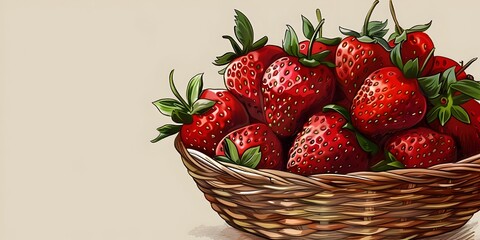 Wall Mural - A bountiful basket of ripe ruby red strawberries a delightful of seasonal produce and the simple pleasures of fresh wholesome eating