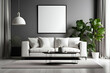 modern living room with sofa and painting mockup 