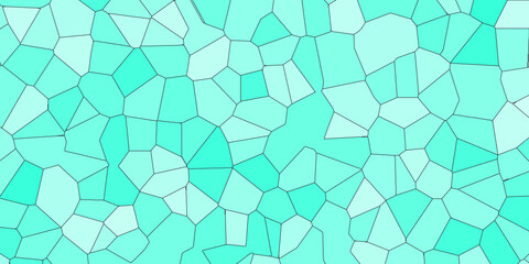 Poster - Blue and White Broken Stained Glass Background with white lines. Aqua texture Geometric Modern creative background. Geometric Retro tiles pattern.