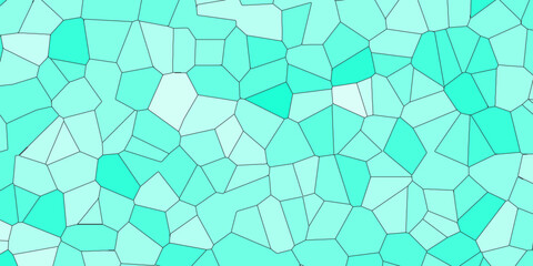 Poster - Blue and White Broken Stained Glass Background with white lines. Aqua texture Geometric Modern creative background. Geometric Retro tiles pattern.