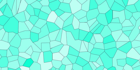 Poster - Blue and White Broken Stained Glass Background with white lines. Aqua texture Geometric Modern creative background. Geometric Retro tiles pattern.