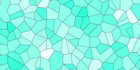 Poster - Blue and White Broken Stained Glass Background with white lines. Aqua texture Geometric Modern creative background. Geometric Retro tiles pattern.