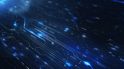 Poster - a futuristic card design with a minimalist yet striking appearance, boasting a deep blue background designed to complement white text beautifully Sharp lines and geometric shapes lend a sleek and mode
