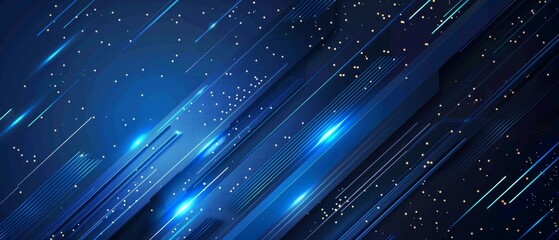 Poster - a sophisticated card design with a futuristic edge, featuring a predominantly blue background that serves as a perfect backdrop for white text The design incorporates sharp lines and geometric shapes