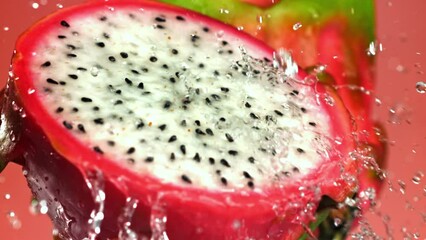 Wall Mural - Super slow motion tropical dragon fruit. High quality FullHD footage