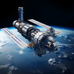 Sticker - A futuristic space station in orbit.