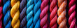 Parallel  colorful ropes.