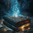 a mystical tome titled Arcane Volume Envision intricate symbols and an aura of ancient knowledge radiating from the pages