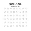 Set line icons of school