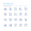 Set color line icons of family