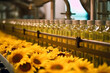 Sunflower oil line for production and bottling. Factory concept