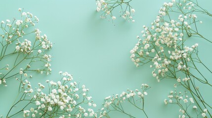  Small white flowers on green backdrop