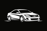 Fototapeta Dinusie - simple clean a sedan car logo black background white color