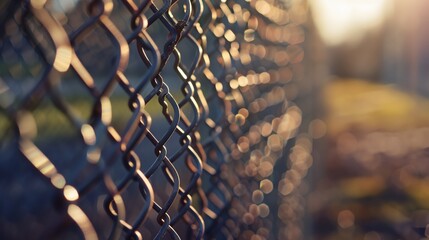 a close up of a chain link fence