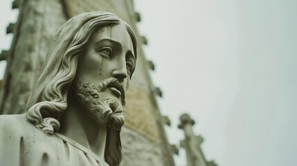 Wall Mural - a statue of Jesus with a beard