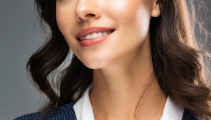 Wall Mural - Detailed shot of pretty woman lips neck and jaw line