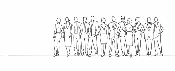 Wall Mural - One line drawing of business people team Generative AI