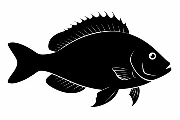 Wall Mural - bluegill silhouette black vector illustration