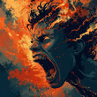 An illustration that captures the strength and energy of this complex human emotion called anger. Image made by artificial intelligence.