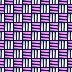 Wall Mural - stylish hand-drawn seamless pattern. soft shapes, bold colors, checkered print. isolated vector - su