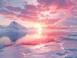 Arctic sunrise, low angle, icy blue to soft pink gradient, serene polar morning