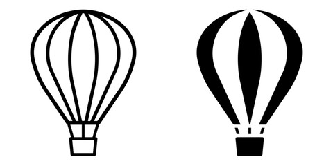 Poster - ofvs576 OutlineFilledVectorSign ofvs - hot air balloon vector icon . isolated transparent . black outline filled version . AI 10 / EPS 10 . g11919