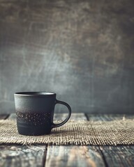 Wall Mural - cup of coffee on wooden table