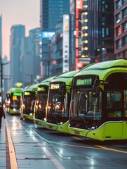 Poster - tram in the city at night