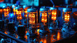 glowing vacuum electron tubes inside a Marshall amplifier