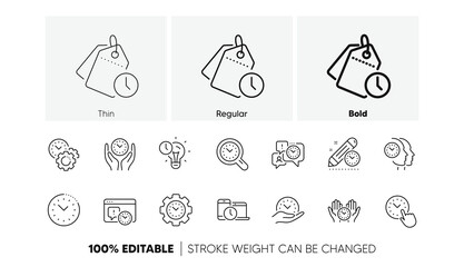 Poster - clock, timer plan and project deadline signs. time management line icons. countdown clock and appoin