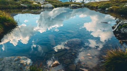 Canvas Print - A stream flows through a meadow