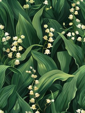 white flowers on a green background.