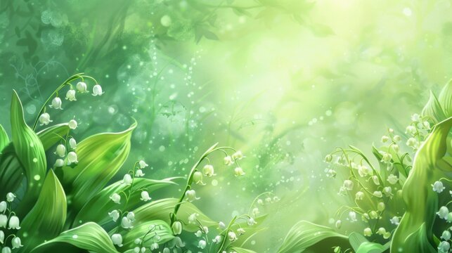 white flowers on a green background.