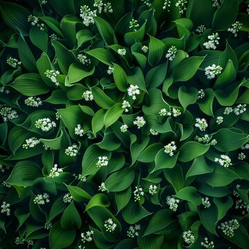 white flowers on a green background.