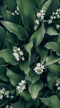 white flowers on a green background.