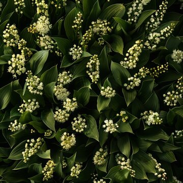 white flowers on a green background.