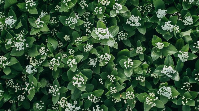 white flowers on a green background.