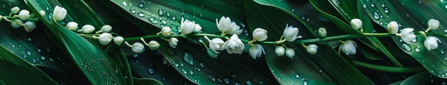 white flowers on a green background.