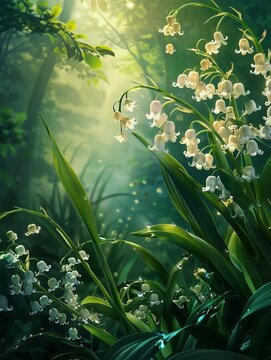 white flowers on a green background.