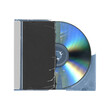 © BORT GRAPHIC - cracked isolated mockup of old music CD disc jewel case with black cover layout for photo and artworks, in transparent background, y2k style