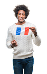 Sticker - Afro american man flag of France over isolated background with a happy face standing and smiling with a confident smile showing teeth