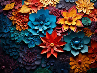 Wall Mural - Textile design incorporates colorful elements for background