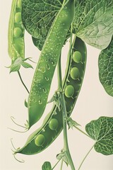 Wall Mural - Sugar snap peas close-up illustration