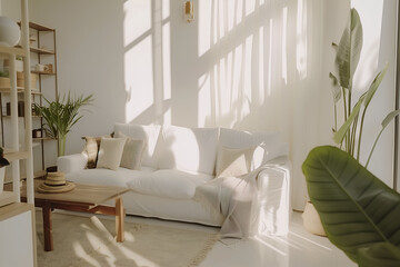 Close-up of a minimalist white apartment interior