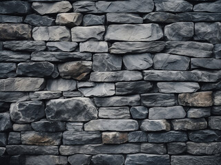 Poster - Texture and surface of stone bricks in shades of gray and black, ideal for backgrounds