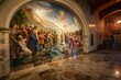 Historic Church Art Depicting Gospel Scenes with Jesus