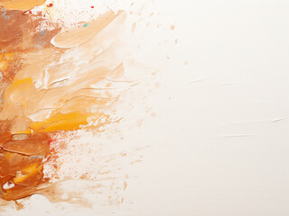 Naklejka na meble Brown oil brush strokes on white canvas offer artistic copyspace
