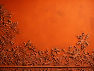 Wall Mural - Background with decorative orange plaster on the wall