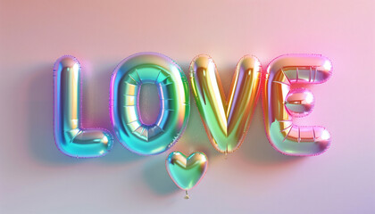 Wall Mural - love rainbow balloons background