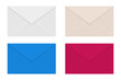 Set of realistic color mail envelopes. Folded envelopes mockup isolated on a white background.